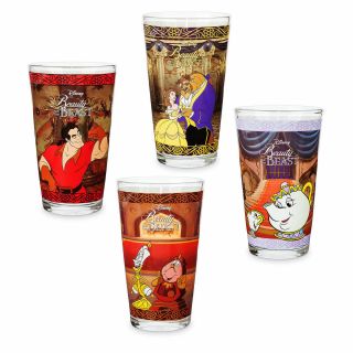 Beauty And The Beast Drinking Glass Set - 4 Pc.  - Oh My Disney