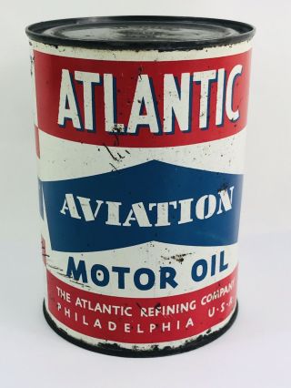 Atlantic Aviation Motor Oil 1 Qt.  Can,  Gas & Oil Advertising,  Philadelphia,  196
