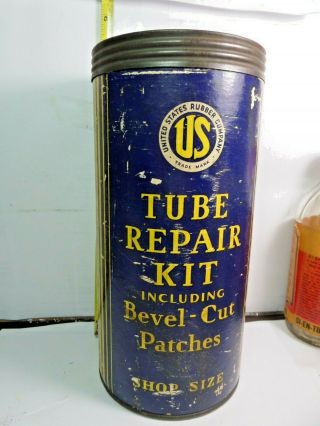 Very Rare Vintage United States Rubber Co Tube Repair Tire Patch Kit Can 7 3/4 "
