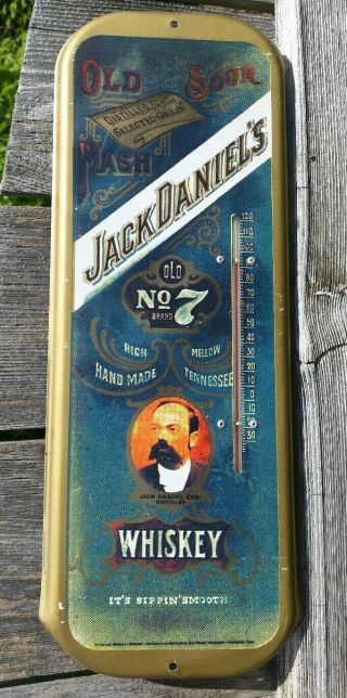 Vintage Jack Daniels Whisky Tin Thermometer 16 X 6 Inches.