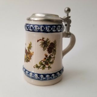 Miniature Beer Stein With Lid Stag And Acorn Decoration