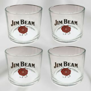 Set Of 4 Jim Beam Labeled Old Fashion 16 Oz Bourbon Glasses