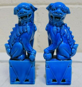 Foo Dogs Turquoise Blue Chinese Figures Temple Statutes - 207