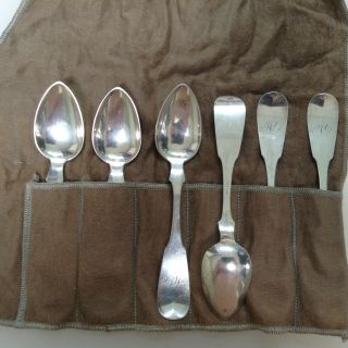 Rare Set Of 6 Delaware Coin Silver Teaspoons George Jack