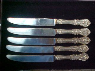 5 Reed & Barton Francis I First Sterling Silver Dinner Knives 9 3/8 "