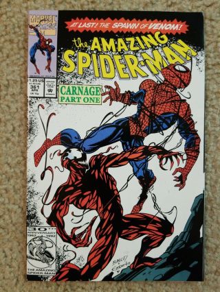 The Spider - Man 361 - Key Issue 1st Full App Of Carnage Fn 6.  0