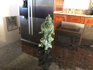 Antique Chinese Dark Green Jade Fisherman With Fish (authentic Piece Of Jade)