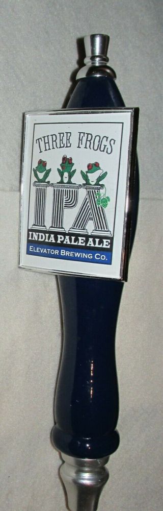 Three Frogs Ipa India Pale Ale Beer Tap Elevator Brewing Co.  11 1/2 " Tall