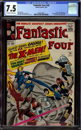 Fantastic Four 28.  Cgc 7.  5 Vf -.  Early X - Men Crossover