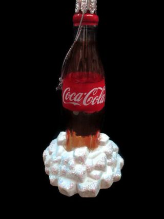 Coca - Cola Kurt S Adler Glass Coca - Cola Bottle On Ice Holiday Christmas Ornament
