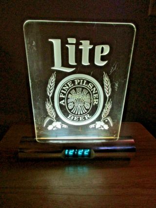 Miller Lite Beer Lighted Sign/clock For Tavern,  Bar Or Man Cave