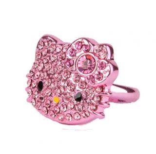 Sanrio - Hello Kitty Die Cut Rhinestone Adjustable Ladies Ring Metallic Pink