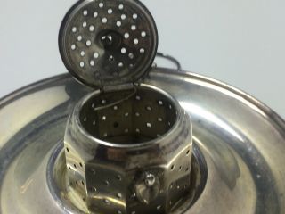 Sterling Silver Teapot Tea Infuser Strainer With Sterling Silver Spill Plate
