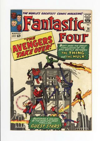 Fantastic Four 26 - F/vf 7.  0 - The Avengers Take Over 1964
