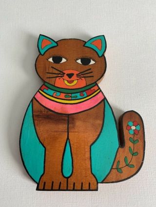 Decorative Wooden Colorful Cat Shelf Display Or Wall Hang