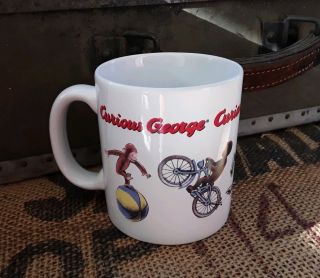 Vintage 1997 Curious George Ceramic Collectible Mug Awesome Bicycle Pajamas