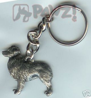 Australian Shepherd Dog Fine Pewter Keychain Key Chain Ring
