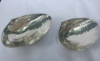 Set Of 2 Sterling Silver Clam Shell Dishes 6 " X 4 "