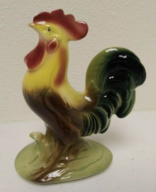 Unmarked Vintage Glazed Ceramic Rooster Chicken Figurine 7 " Tall Great Colors