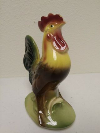 Unmarked Vintage Glazed Ceramic Rooster Chicken Figurine 7 