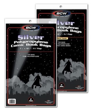 [ 300 ] Bcw Silver Age Clear Comic Book Bags / Sleeves