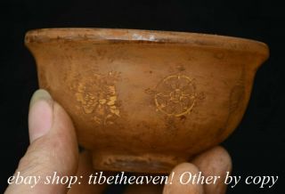 3.  6 " Old Tibetan Crystal Buddhism 8 Auspicious Symbol Holy Water Bowl