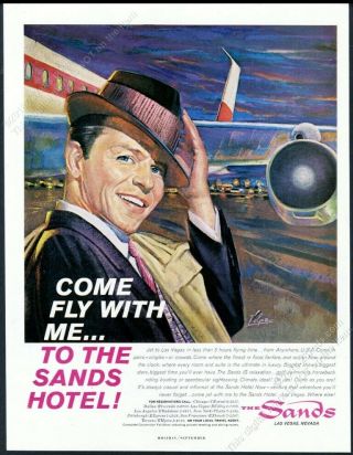 1961 Frank Sinatra Great Art The Sands Hotel Casino Las Vegas 13x10 Print Ad