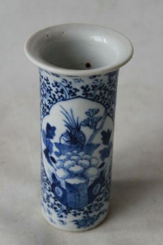 19th c century chinese porcelain vase signed marked blue white pottery antique 2