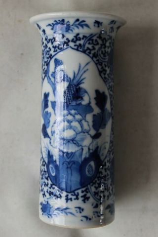 19th c century chinese porcelain vase signed marked blue white pottery antique 3