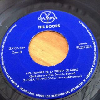 THE DOORS LIGHT MY FIRE MEXICO ONLY PS GAMMA ELEKTRA EP 45 4