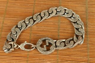 43g Fashionable Old S925 Solid Silver Handmade Bracelet Noble Gift