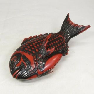 H003: Popular Japanese Covered Bowl Kashiki Of Sea Bream Shape With Great Work