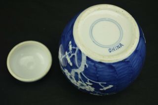 Chinese Export Blue & White Ginger Jar with lid Porcelain 4