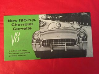 1955 Chevrolet " Corvette " Car Dealer Sales Brochure