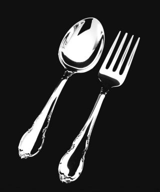 Lunt Modern Victorian Sterling Silver Baby Fork And Spoon Set - Gift Quality