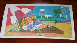 Vintage Miss Piggy Beach Towel - 1980 - Muppets Jim Henson - Martex -