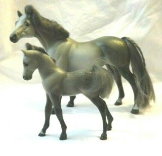 Marchon Grand Champion 1995 Model Horses Mare & Colt Gray W White Speckles
