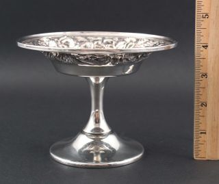 Small Antique Stieff Sterling Silver Rose Repousse Candy Compote Tazza,  Nr