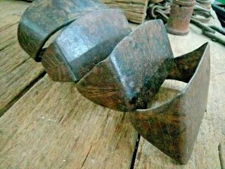 1800 ' s Antique Old Rare Iron Hand Carved Horse Paddle Stirrups 4 Foot Rest 5