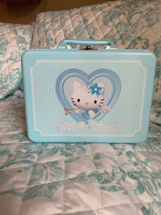 Rare 2001 Hello Kitty Blue Angel Sanrio Tin Lunch Box – 8 Inch - Made In Japan