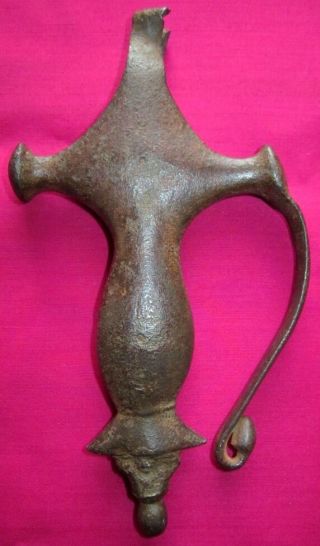 1850 ' s Indian Antique Old Hand Crafted Iron Sword Hilt Handle 4
