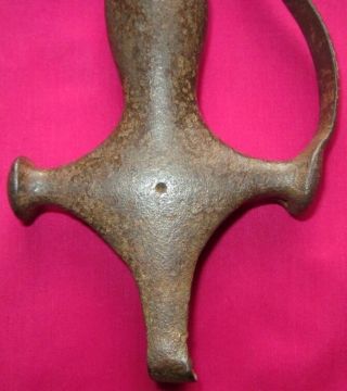 1850 ' s Indian Antique Old Hand Crafted Iron Sword Hilt Handle 5