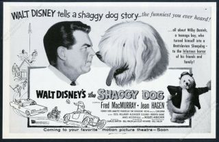 1959 Old English Sheepdog Art The Shaggy Dog Walt Disney Movie Release Print Ad