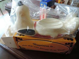 Vintage Nos Avon Snoopy Rubber Soap Dish With Soap