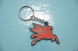 Vintage Mobilgas Pegasus Flying Horse Rubber Keychain Logo