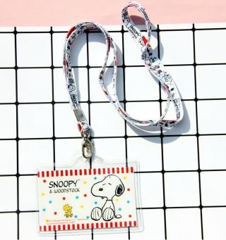 Snoopy Peanuts Id Badge Lanyard Card Holder Travelling Case C/w Neck Strap