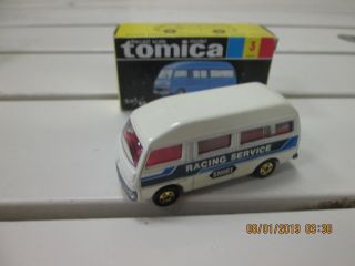 Tomica 3 - 3 (1980) Nissan Caravan Highroof Van Racing Service Shoei Japan Made