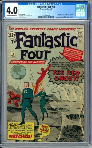 Fantastic Four 13 Cgc 4.  0 (ow - W) 1st Red Ghost 1st Watcher
