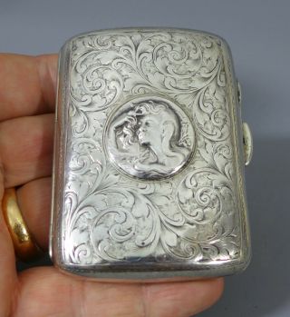 Fine Hallmarked Sterling Silver Cigarette Case Art Nouveau Design Chester 1905