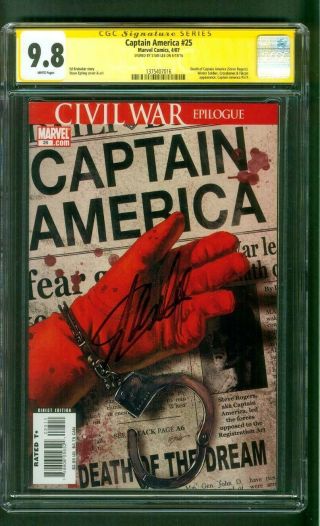 Captain America 25 Cgc Ss 9.  8 Stan Lee Auto Death Of Issue Key Avengers 1 Movie